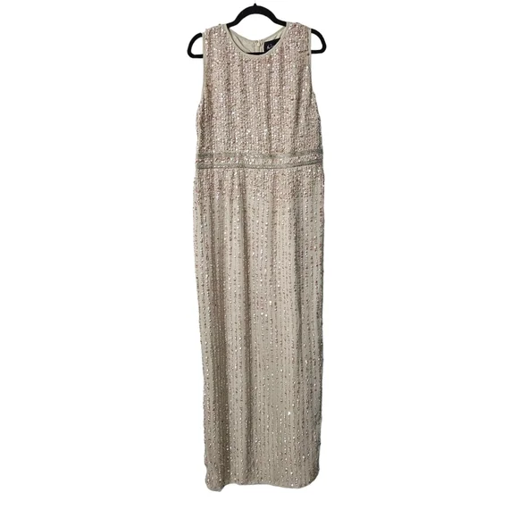 MAC DUGGAL size 14 SEQUINED HIGH NECK SLEEVELESS COLUMN GOWN Formal Dress - Picture 4 of 7